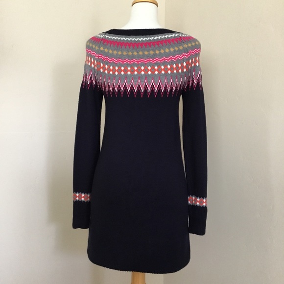 Eliza J Fair Isle Pattern Sweater Dress Navy Size XS - Picture 3 of 7